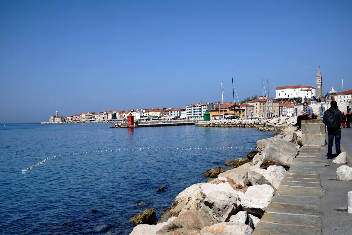 Bernardin Beach, Piran, Slovenian Riviera, Slovenia