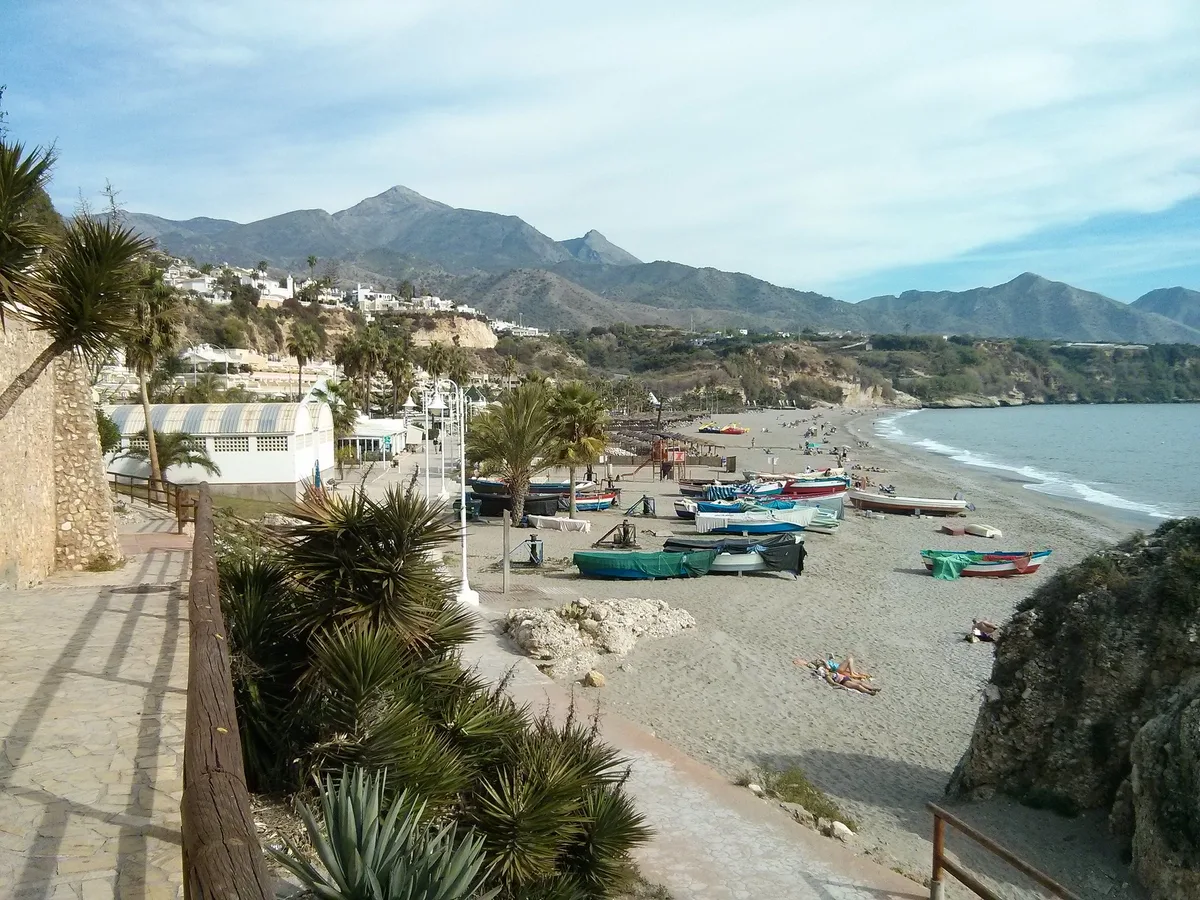 Burriana Beach, Nerja, Andalusia, Spain